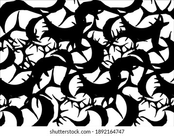 Interweaving of black spikes on a white background . Vector illustration.