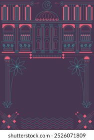 Os projetos entrelaçados. fundo de mesquita de linha minimalista.