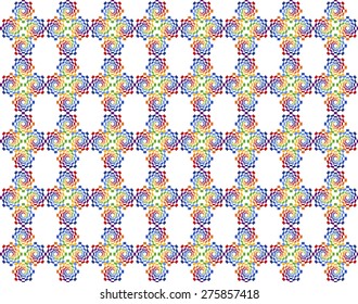 Interweaving fragments of rainbow colors.