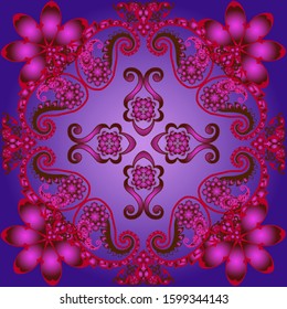  The interweaving of large and small ornaments creates a geometric pattern.