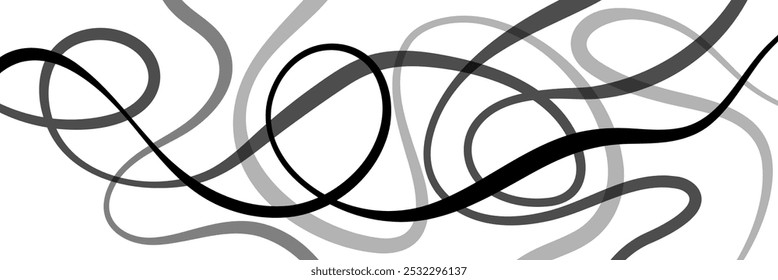 O entrelaçamento de fitas monocromáticas. Modelo para a capa, cartaz, banner, embalagem, interior. A ideia do design criativo