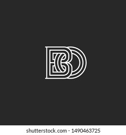 Interweaving of two letters B and O creative linear monogram BO logo in medieval thin line styles