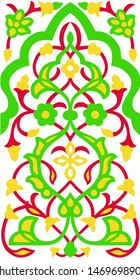 The interweaving of various colors of the palette in a pattern of oriental style.