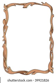 Interwoven and curling planks and brunches forming a frame, vector illustration