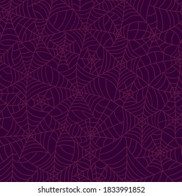 Interwoven hand drawn spider web seamless pattern, great as Halloween background, textiles, banners, wallpapers - vector design