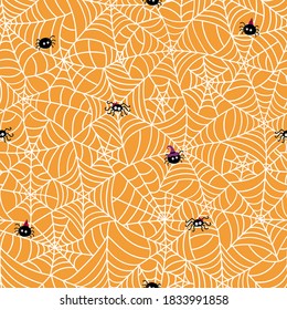 Patrón de telaraña trenzada a mano sin costuras, genial como fondo de Halloween, textiles, banners, papel de pared - diseño vectorial