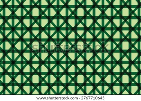 An interwoven network of dark green lines forming a captivating grid and lattice design on a lighter green background.