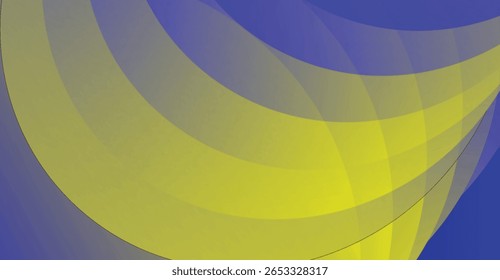 Camadas translúcidas entrelaçadas de amarelo e azul criam um padrão dinâmico em espiral. As cores se misturam suavemente, mostrando variações de tom e intensidade.