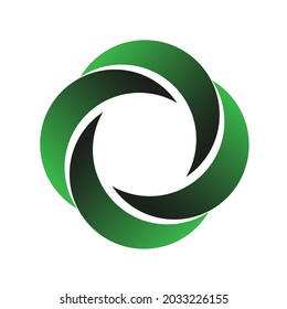 Interwoven of Tw0 Green Circles Vector for Green Logo