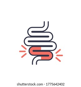 Icono del vector de gas intestinal aislado en fondo blanco