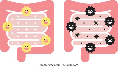 Intestinal, lactobacilli line icons set of vector
