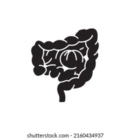 Intestinal obstruction color line icon. Human diseases. Pictogram for web page, mobile app, promo.