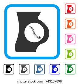 Intestinal Parasite icon. Flat gray pictogram symbol inside a light blue rounded squared frame. Black, gray, green, blue, red, orange color variants of Intestinal Parasite vector.