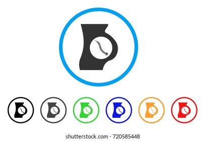 Intestinal Parasite rounded icon. Style is a flat intestinal parasite grey symbol inside light blue circle with black, gray, green, blue, red, orange variants.
