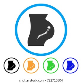 Intestinal Parasite rounded icon. Style is a flat intestinal parasite grey symbol inside light blue circle with black, yellow, green, blue versions. Vector designed for web and software interfaces.