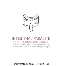 Intestinal parasite. Vector sign for web graphic.