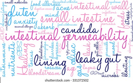 Intestinal Permeability word cloud on a white background. 