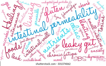 Intestinal Permeability word cloud on a white background. 
