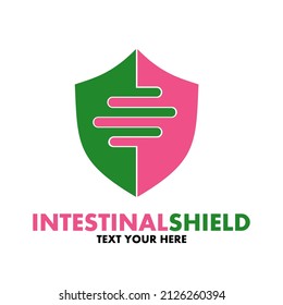 Intestinal shield vector logo template. This design use protection symbol. Suitable for medical.