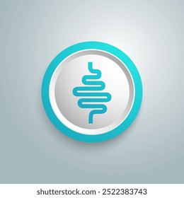 Intestinal tract icon blue button. Vector