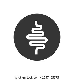 Intestinal tract white icon on gray. Vector