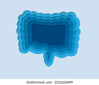 Intestine 3D-Symbol im Papierschnitt-Stil. Kleiner und großer Darm, Verdauungstrakt-Design. Orgelanatomie aus Papierbanner geschnitten.