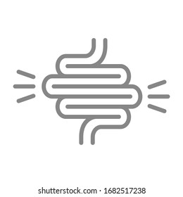 Intestine With Acute Pain Line Icon. Ulcerative Colitis, Bloating, Sigmoid Volvulus Symbol