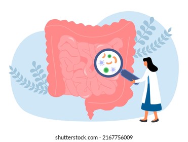 Intestine bacteria infection concept vector illustration.