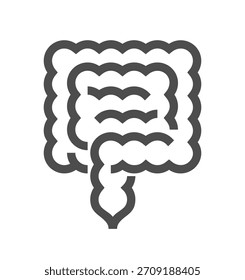 Intestine, bold linear icon. Digestive system, anatomy of human. Linear illustration for labeling