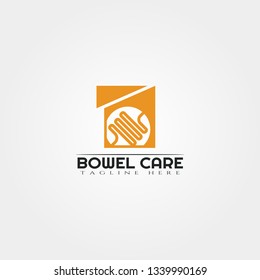 intestine care logo design vector, bowel logo,healthcare and medical icon,organ emblem,illustration element