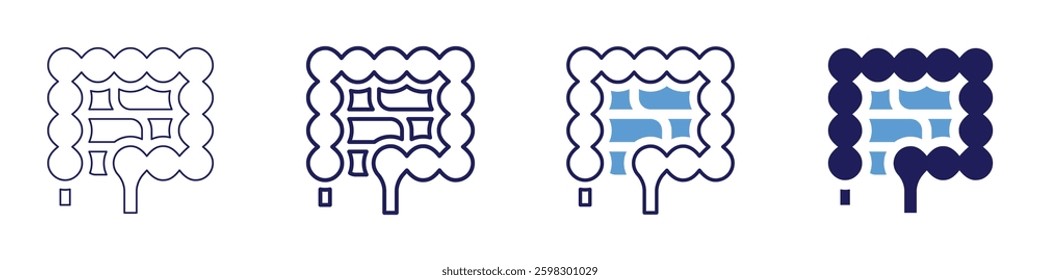 Intestine cleansing icon in 4 different styles. Thin Line, Line, Bold Line, Duotone. Duotone style. Editable stroke.