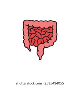 Ícone de vetor colorido no intestino sobre fundo branco. Vetor de estoque EPS10