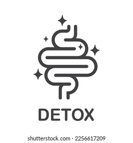 Intestine detox outline, vector, icon. 