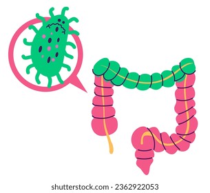 Intestine digestive gut bacteria system microflora concept. Vector flat graphic design illustration
