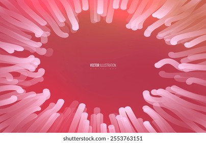 Intestine epithelium with villi view below, medical background of internal organs intestinal surface, vector futuristic illustration