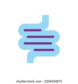 Intestine flat color ui icon. Human body organ. Regular checkup of bowel. Gastrointestinal tract. Simple filled element for mobile app. Colorful solid pictogram. Vector isolated RGB illustration