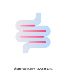 Intestine flat gradient two-color ui icon. Body organ. Checkup of bowel. Gastrointestinal tract. Simple filled pictogram. GUI, UX design for mobile application. Vector isolated RGB illustration