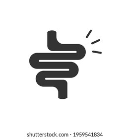 Intestine glyph icon. Simple solid style. Bowel, healthy stomach, gut constipation concept. Symbol of digestion system. Vector illustration isolated on white background. EPS 10.