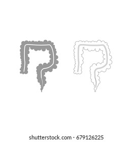 Intestine grey set icon .