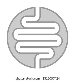 Intestine human icon. Isolated medical symbol in circle on white background. Vector illustration