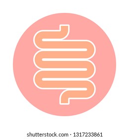 Intestine human organ icon. Intestine graphic sign in the circle isolated on white background. Medical symbol. Vector illustration
