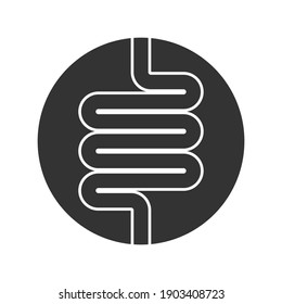 Intestine human organ icon. Intestine graphic sign in the circle isolated on white background. Vector illustration