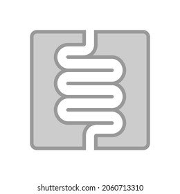 Intestine human organ icon. Intestine graphic sign isolated on white background. Digestive system symbol. Vector illustration
