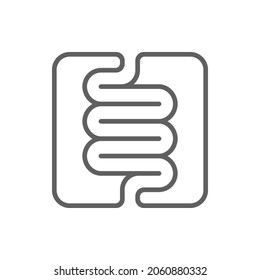 Intestine human organ icon. Intestine graphic sign isolated on white background. Digestive system symbol. Vector illustration