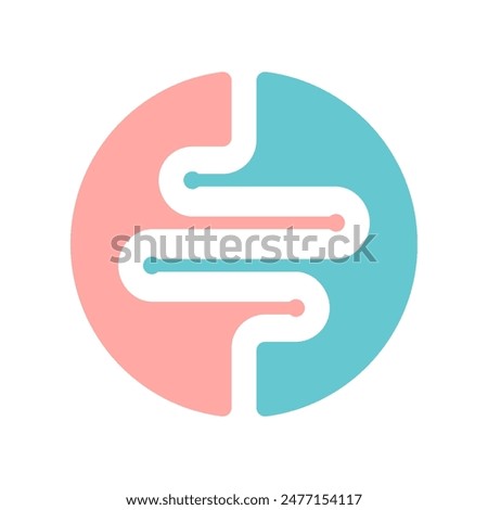 Intestine human organ icon. Intestine graphic sign in the circle isolated on white background. Medical symbol. Vector illustration