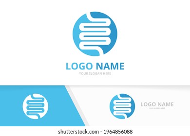 Intestine human organ logo in the circle. Digestive system logotype design template.