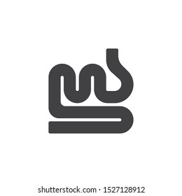Intestine human organ vector icon. filled flat sign for mobile concept and web design. glyph icon. Symbol, logo illustration. Vector graphics