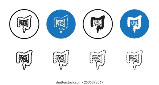 Intestine icon Black line art vector logo set
