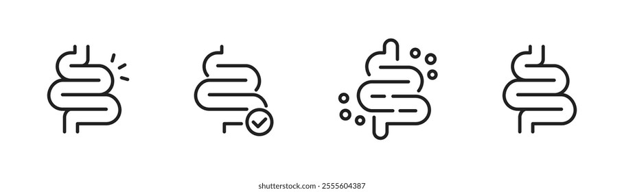 Intestine icon. Bowel icon set. Guts icons. Vector illustration