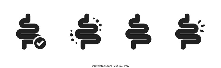 Intestine icon. Bowel icon set. Guts icons. Vector illustration